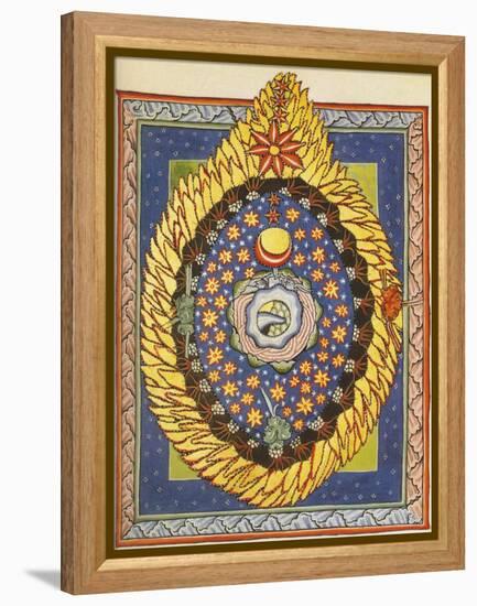 God, Cosmos, and Humanity. Miniature from Liber Scivias by Hildegard of Bingen, C.1175 (W/C on Parc-German School-Framed Premier Image Canvas