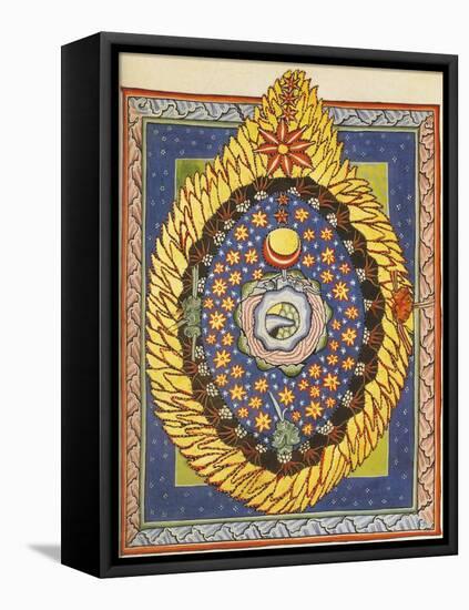 God, Cosmos, and Humanity. Miniature from Liber Scivias by Hildegard of Bingen, C.1175 (W/C on Parc-German School-Framed Premier Image Canvas