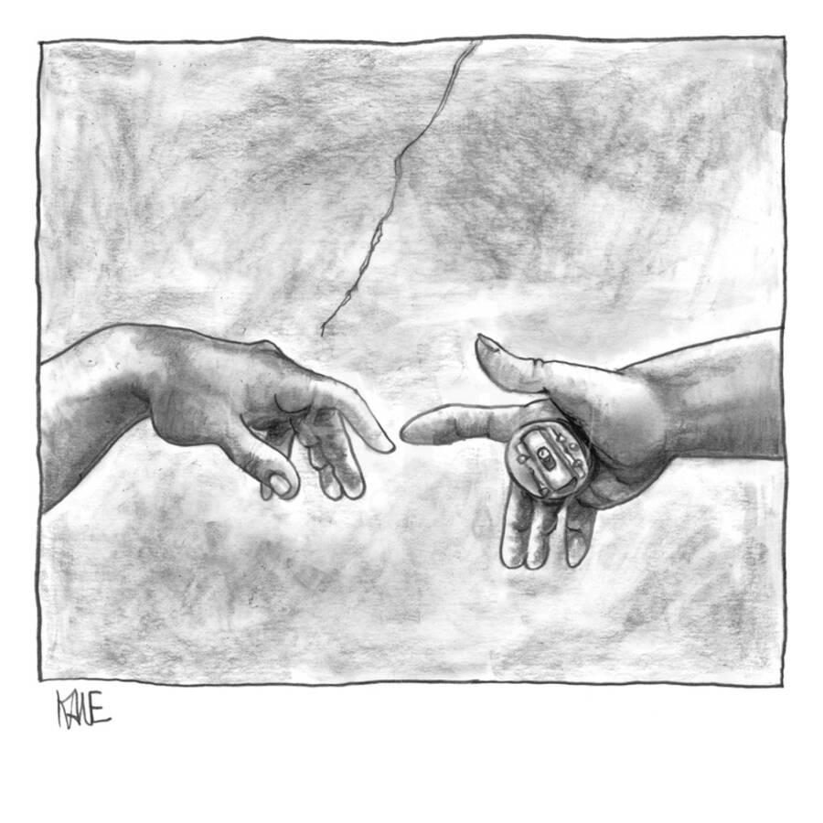 God S Hand Touching Adam S Hand A La Sistine Chapel Ceiling With