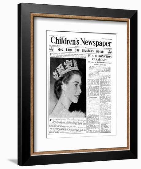 God Save Our Gracious Queen, Front Page of 'The Children's Newspaper', 1953-English School-Framed Giclee Print