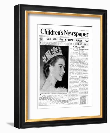 God Save Our Gracious Queen, Front Page of 'The Children's Newspaper', 1953-English School-Framed Giclee Print