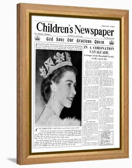 God Save Our Gracious Queen, Front Page of 'The Children's Newspaper', 1953-English School-Framed Premier Image Canvas