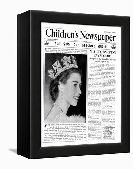 God Save Our Gracious Queen, Front Page of 'The Children's Newspaper', 1953-English School-Framed Premier Image Canvas