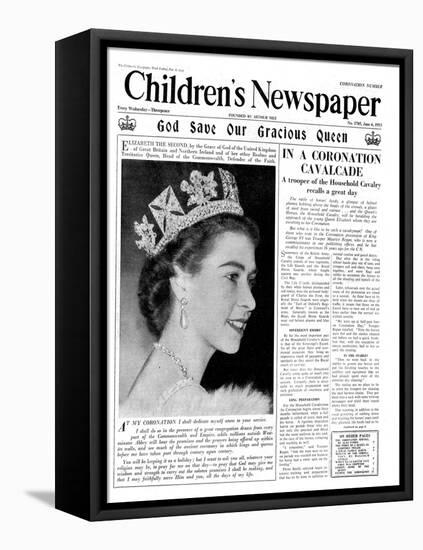 God Save Our Gracious Queen, Front Page of 'The Children's Newspaper', 1953-English School-Framed Premier Image Canvas