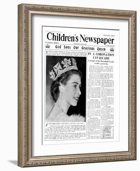 God Save Our Gracious Queen, Front Page of 'The Children's Newspaper', 1953-English School-Framed Giclee Print