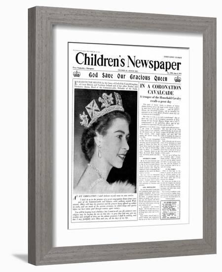 God Save Our Gracious Queen, Front Page of 'The Children's Newspaper', 1953-English School-Framed Giclee Print