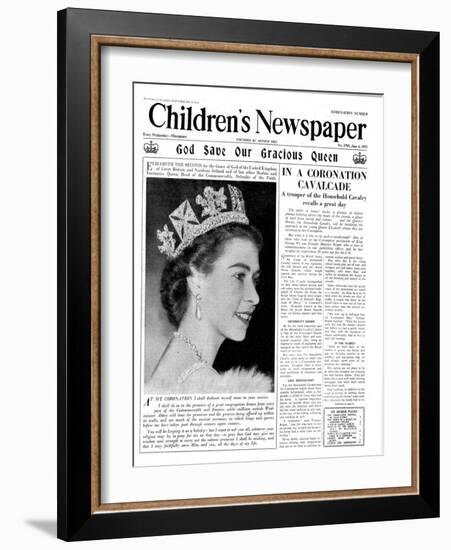 God Save Our Gracious Queen, Front Page of 'The Children's Newspaper', 1953-English School-Framed Giclee Print