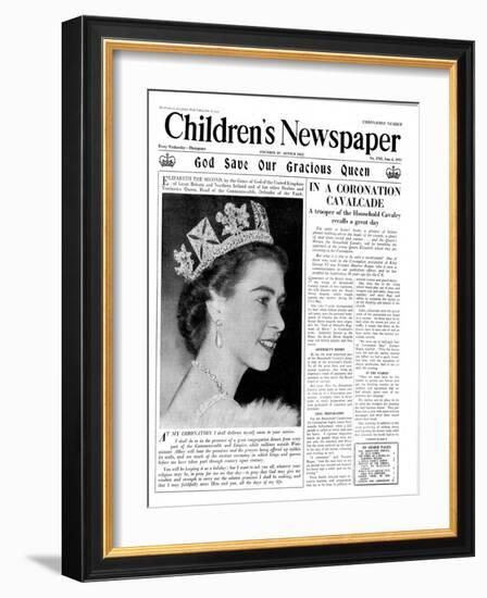 God Save Our Gracious Queen, Front Page of 'The Children's Newspaper', 1953-English School-Framed Giclee Print