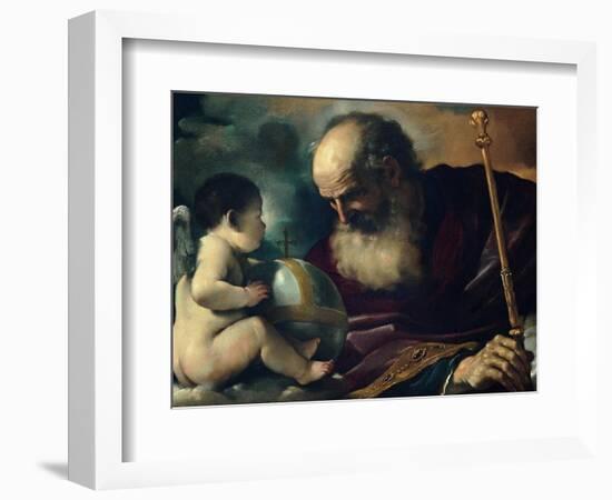 God the Father and Angel, 1620-Guercino-Framed Giclee Print