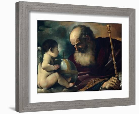 God the Father and Angel, 1620-Guercino-Framed Giclee Print