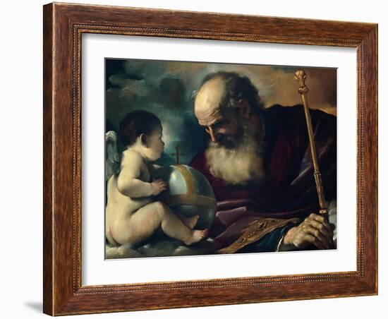 God the Father and Angel, 1620-Guercino-Framed Giclee Print