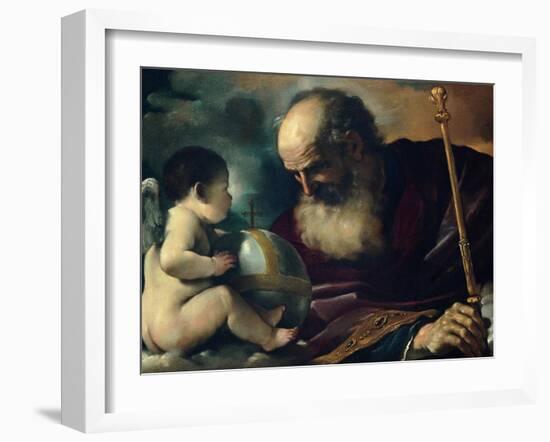 God the Father and Angel, 1620-Guercino-Framed Giclee Print