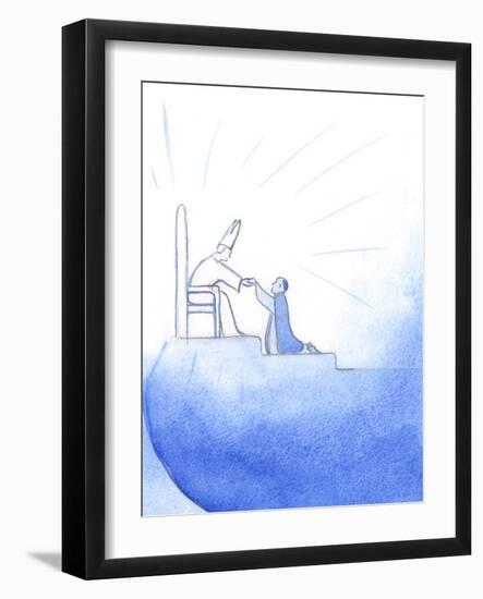 God the Father, 'Sitting' Enthroned in Heaven, Greets with Delight Each Faithful Priest Who Guarded-Elizabeth Wang-Framed Giclee Print