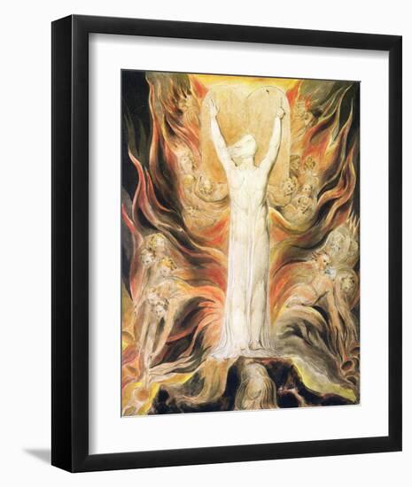 God Writing the Commandments Boards-William Blake-Framed Premium Giclee Print