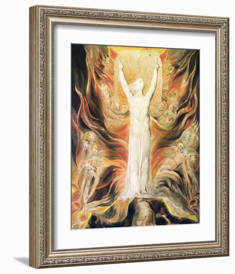 God Writing the Commandments Boards-William Blake-Framed Premium Giclee Print