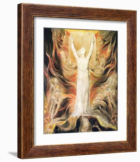 God Writing the Commandments Boards-William Blake-Framed Premium Giclee Print