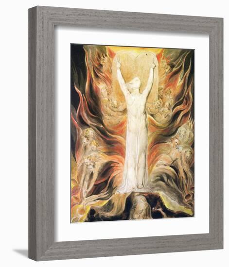 God Writing the Commandments Boards-William Blake-Framed Premium Giclee Print