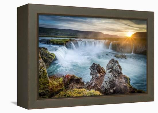 Godafoss, Myvatn, Iceland. the Waterfall of the Gods at Sunset-Francesco Riccardo Iacomino-Framed Premier Image Canvas