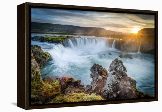 Godafoss, Myvatn, Iceland. the Waterfall of the Gods at Sunset-Francesco Riccardo Iacomino-Framed Premier Image Canvas