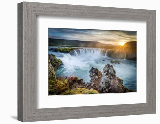 Godafoss, Myvatn, Iceland. the Waterfall of the Gods at Sunset-Francesco Riccardo Iacomino-Framed Photographic Print