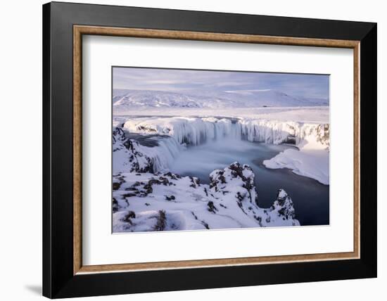 Godafoss waterfall frozen during winter, Iceland-Ross Hoddinott-Framed Photographic Print