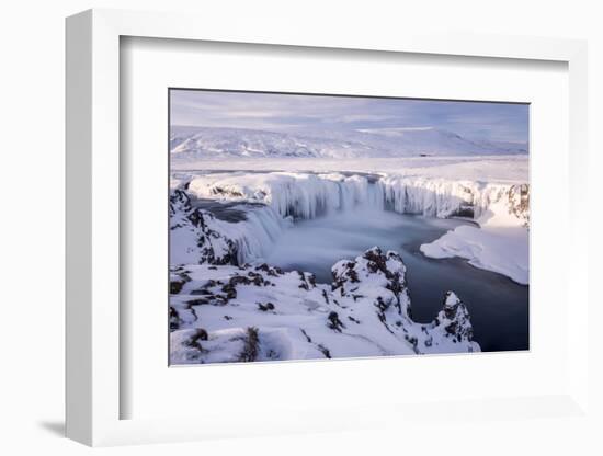 Godafoss waterfall frozen during winter, Iceland-Ross Hoddinott-Framed Photographic Print