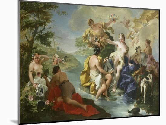 Goddess Diana and Nymphs and Actaeon Torn to Pieces by His Hounds or Dogs-Giovanni Battista Pittoni-Mounted Giclee Print