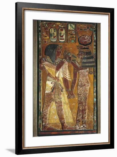 Goddess Hathor Offers Her Necklace to the Pharaoh-null-Framed Giclee Print