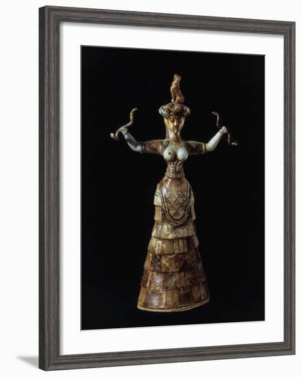 Goddess Holding Serpents, c. 1500 BC from Palace of Knossos, Crete-null-Framed Photographic Print