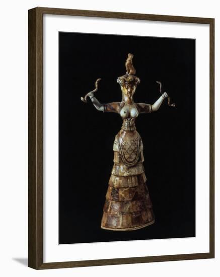 Goddess Holding Serpents, c. 1500 BC from Palace of Knossos, Crete-null-Framed Photographic Print