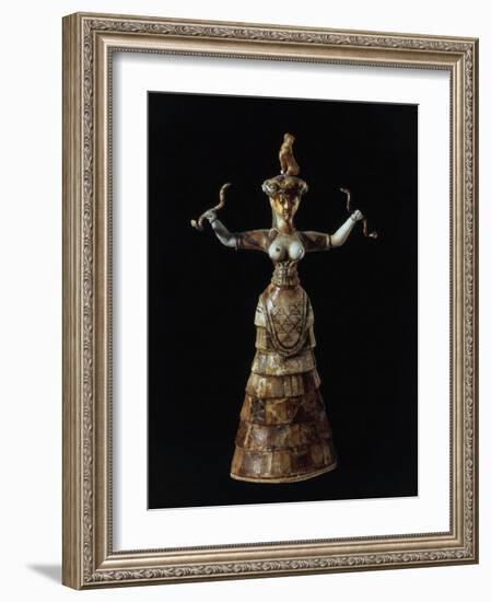 Goddess Holding Serpents, c. 1500 BC from Palace of Knossos, Crete-null-Framed Photographic Print