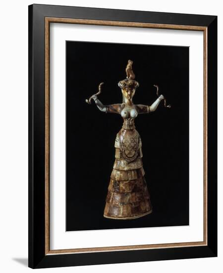 Goddess Holding Serpents, c. 1500 BC from Palace of Knossos, Crete-null-Framed Photographic Print