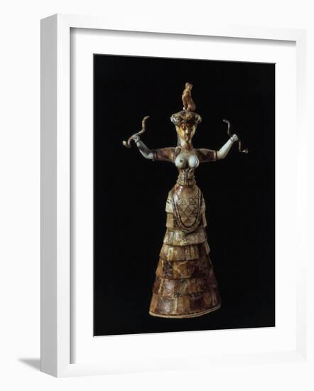 Goddess Holding Serpents, c. 1500 BC from Palace of Knossos, Crete-null-Framed Photographic Print