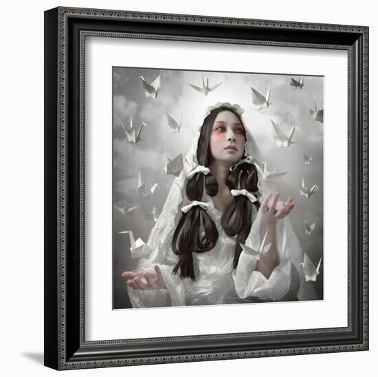 Goddess of "Origami"-Kiyo Murakami-Framed Art Print