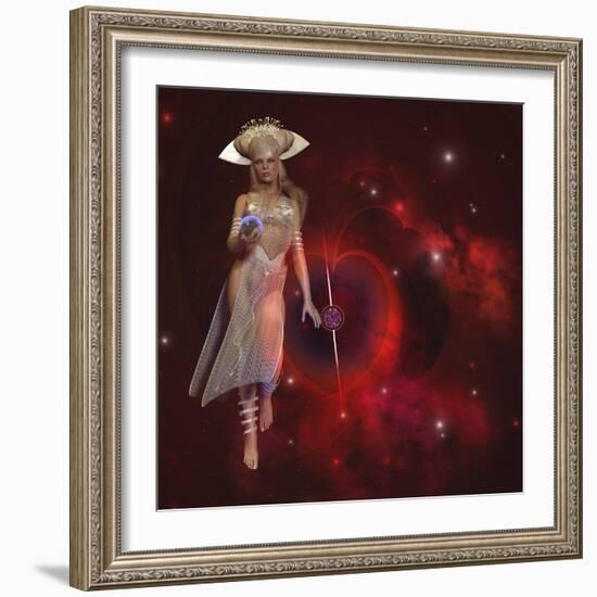 Goddess of the Stars Holding Planet Earth in Her Hand-Stocktrek Images-Framed Art Print