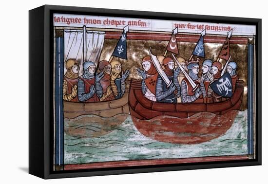Godfrey of Bouillon and the Crusaders Sailing to the Holy Land-null-Framed Premier Image Canvas