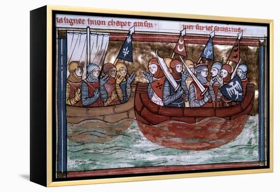 Godfrey of Bouillon and the Crusaders Sailing to the Holy Land-null-Framed Premier Image Canvas