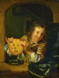 Boy Blowing on a Firebrand to Light a Candle, C.1692-98-Godfried Schalcken-Giclee Print