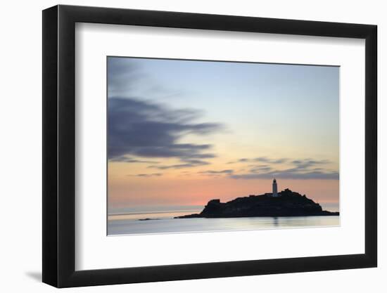 Godrevy Lighthouse at sunset, nr Hayle, Cornwall, UK-Ross Hoddinott-Framed Photographic Print