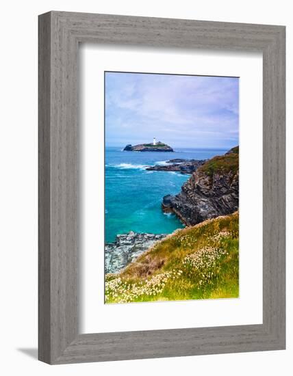 Godrevy Lighthouse, Cornwall, England, United Kingdom, Europe-Kav Dadfar-Framed Photographic Print