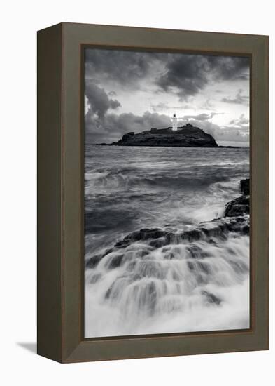 Godrevy Lighthouse, Cornwall, England-David Clapp-Framed Stretched Canvas