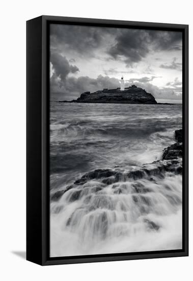 Godrevy Lighthouse, Cornwall, England-David Clapp-Framed Stretched Canvas