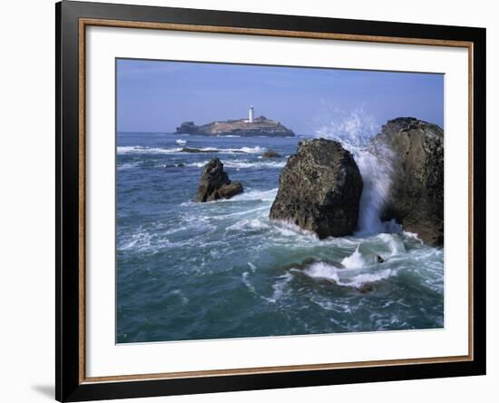 Godrevy Point Lighthouse, Cornwall, England, United Kingdom, Europe-Rainford Roy-Framed Photographic Print