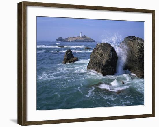 Godrevy Point Lighthouse, Cornwall, England, United Kingdom, Europe-Rainford Roy-Framed Photographic Print