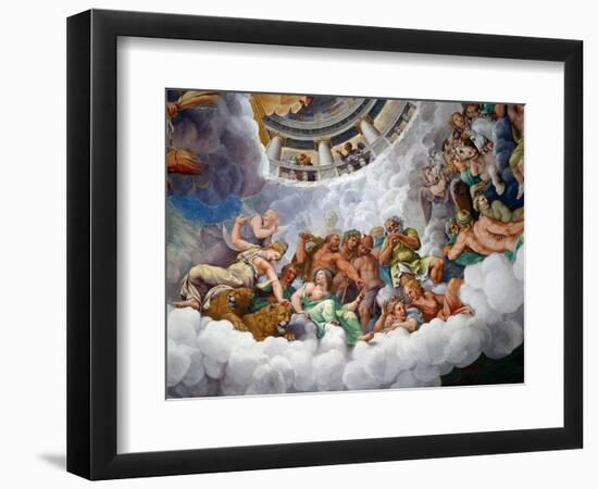 Gods of Olympus, 1532-1535, Detail from Fresco by Giulio Romano (1499-1546), Chamber of Giants, Pal-Giulio Romano-Framed Giclee Print