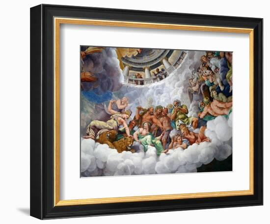 Gods of Olympus, 1532-1535, Detail from Fresco by Giulio Romano (1499-1546), Chamber of Giants, Pal-Giulio Romano-Framed Giclee Print