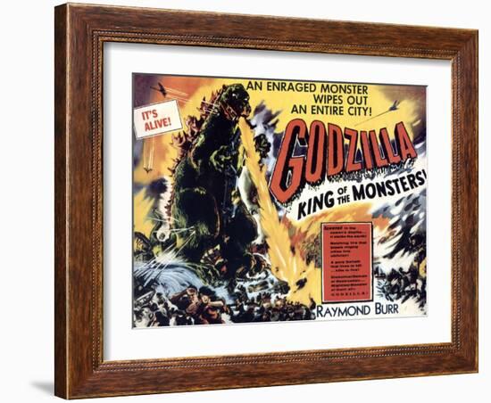 Godzilla, King of the Monsters, UK Movie Poster, 1956-null-Framed Art Print
