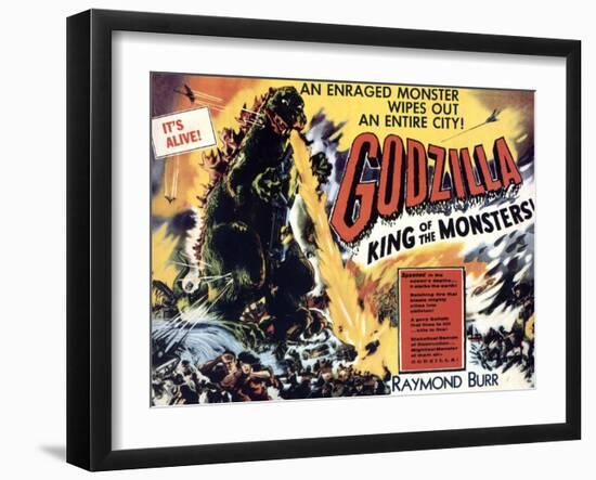 Godzilla, King of the Monsters, UK Movie Poster, 1956-null-Framed Art Print