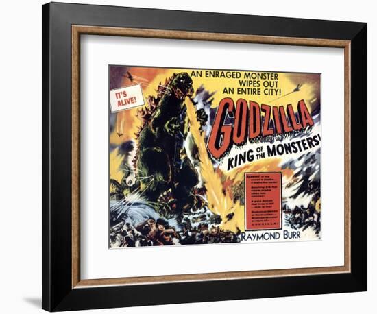 Godzilla, King of the Monsters, UK Movie Poster, 1956-null-Framed Premium Giclee Print