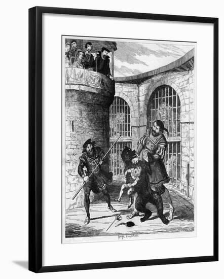 Gog Extricating Xit from the Bear in the Lions' Tower, 1840-George Cruikshank-Framed Giclee Print